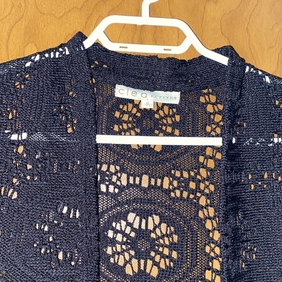 Cleo Petites Jet Black  Open Front Cardigan - Picture 3 of 7